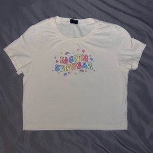 PacSun Pacific Sunwear Rainbow Logo Baby Tee